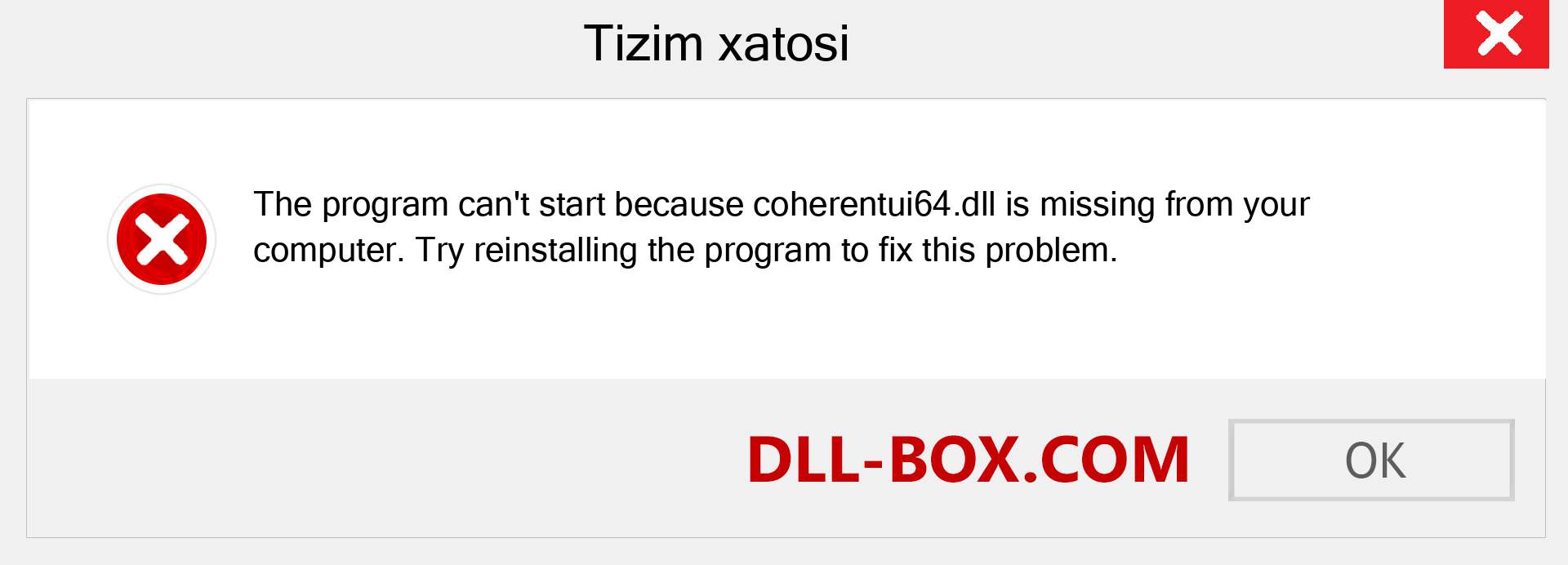 coherentui64.dll fayli yo'qolganmi?. Windows 7, 8, 10 uchun yuklab olish - Windowsda coherentui64 dll etishmayotgan xatoni tuzating, rasmlar, rasmlar